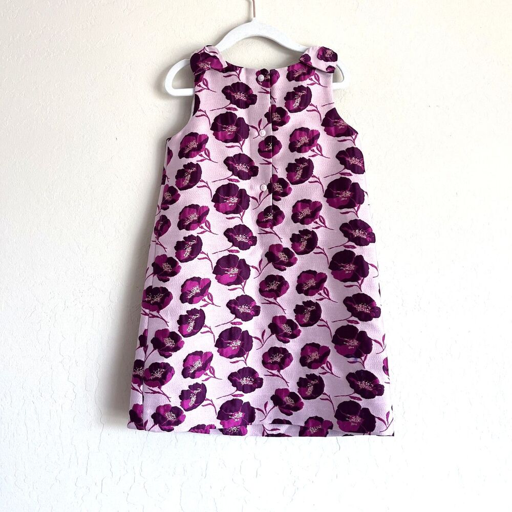 Janie and Jack Girls Size 5 Pink Floral Jacquard Dress Metallic Party Holiday